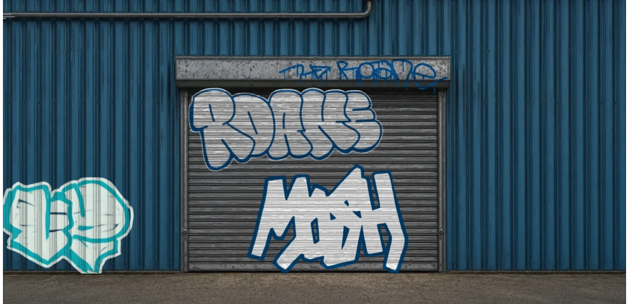 Digital graffiti by Verfer on Blue Garage