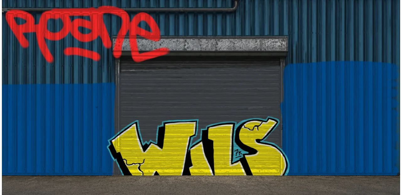 Digital graffiti by Wils1 on Blue Garage