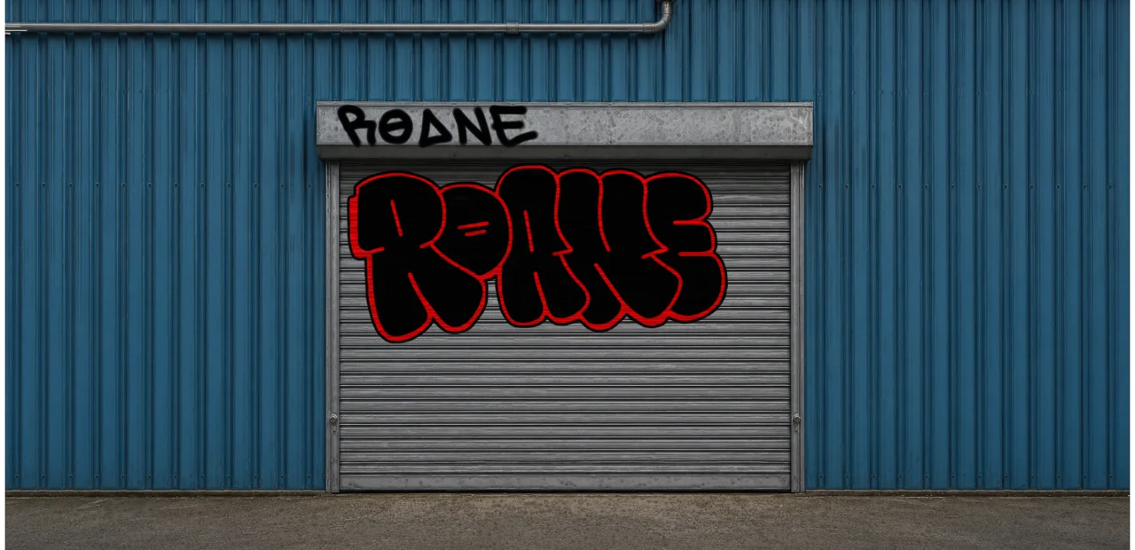 Digital graffiti by Roane on Blue Garage