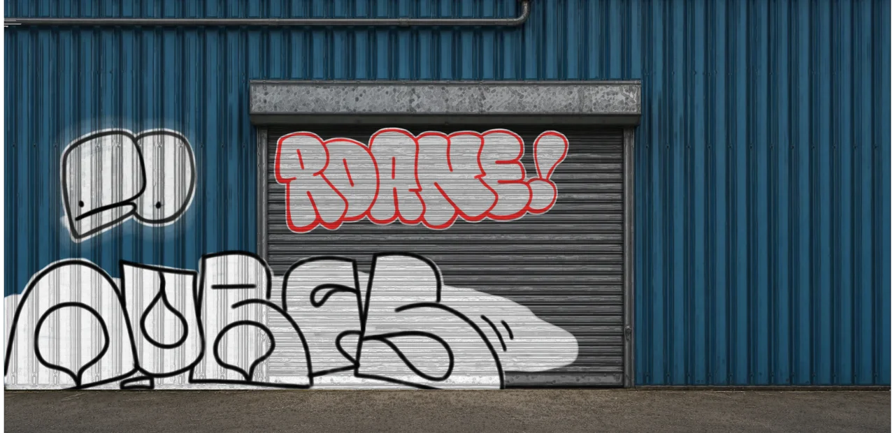 Digital graffiti by Roane on Blue Garage