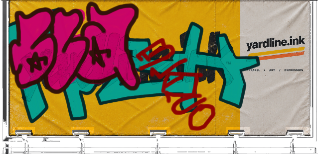 Digital graffiti by GhostSignal on Yardline Billboard
