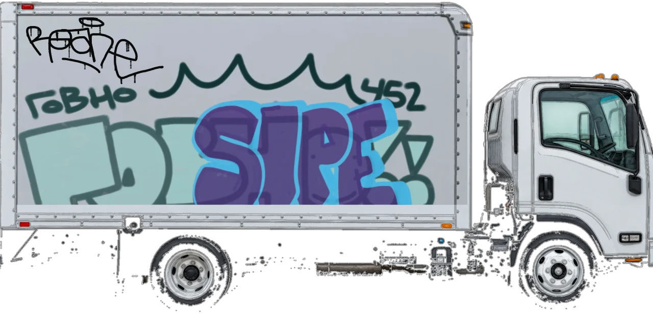 Digital graffiti by SIPE2 on White Box Truck