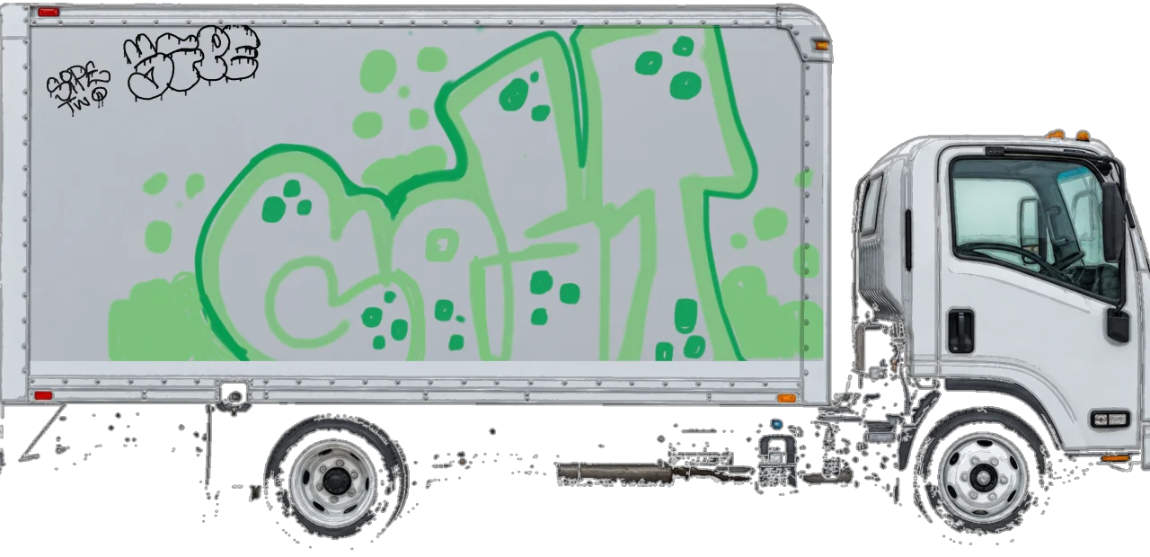 Digital graffiti by SIPE2 on White Box Truck