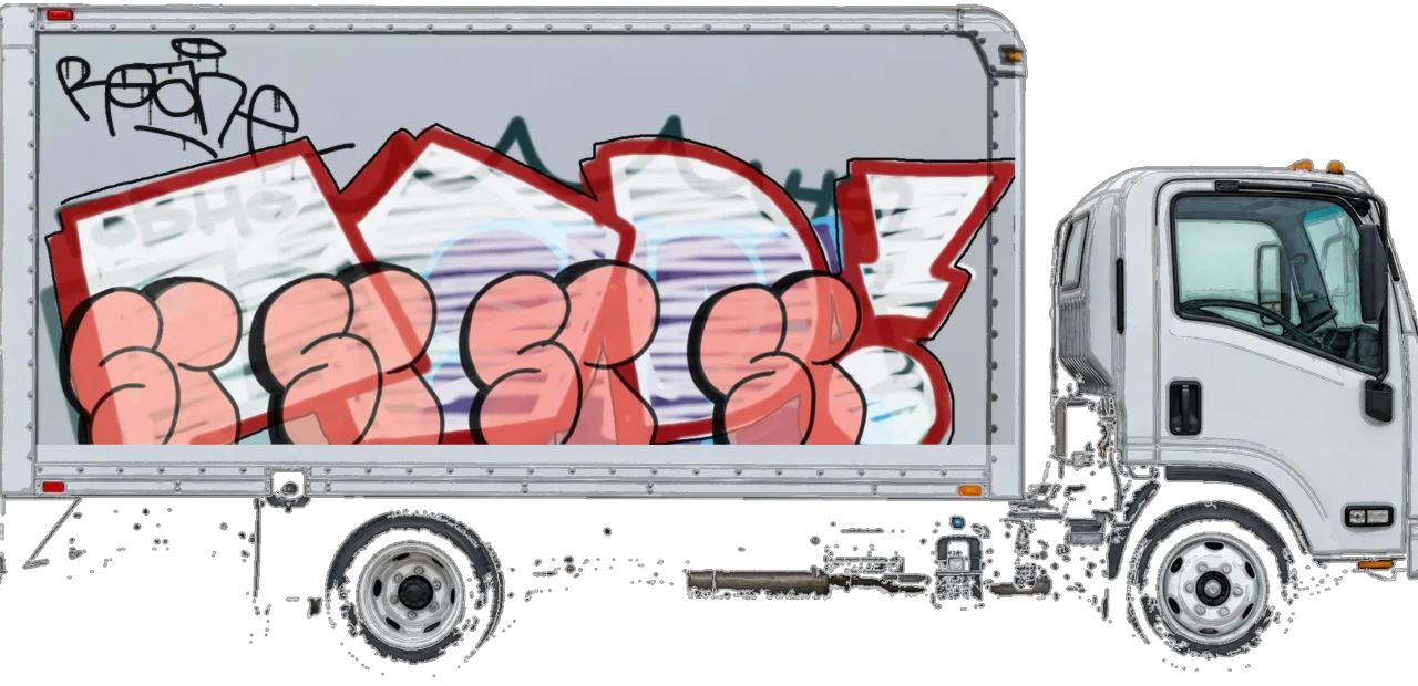 Digital graffiti by SIPE2 on White Box Truck