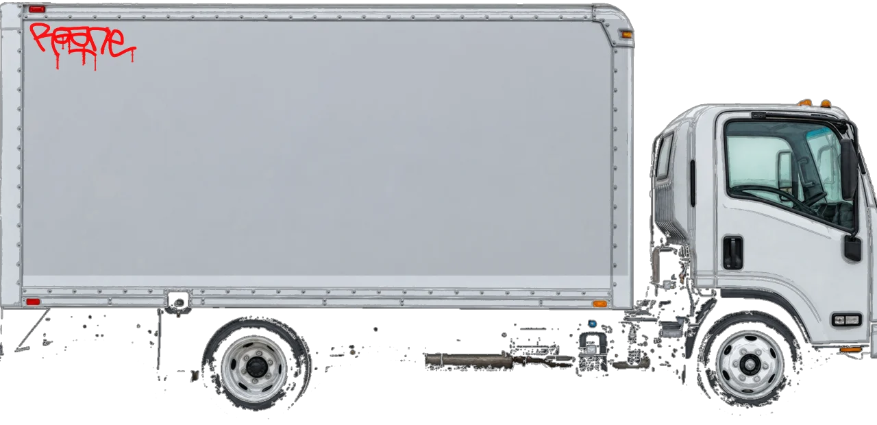 Digital graffiti by Roane on White Box Truck