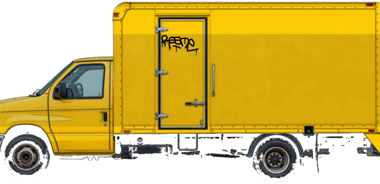 Digital graffiti by Roane on Yellow Box Truck